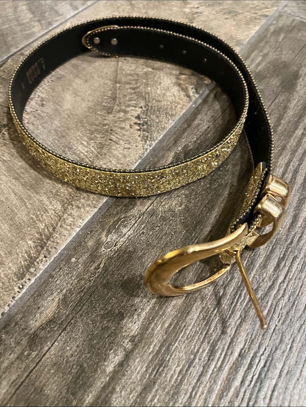 Vintage A.BROD Gold Glitter 36” Skinny  80’s/ 90’s Belt